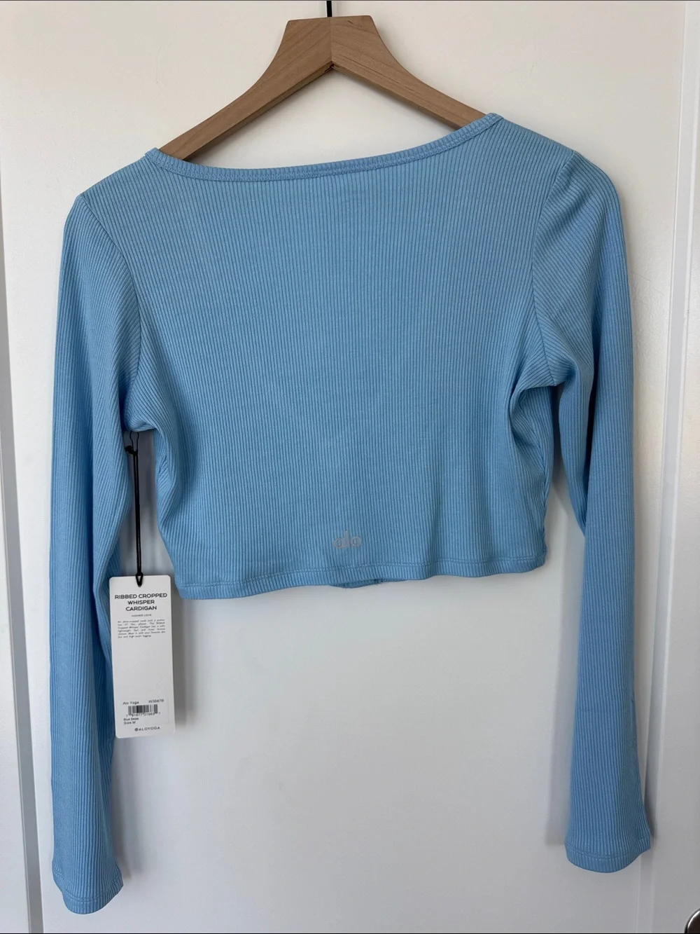 ALO Yoga Blue Skies Ribbed Cropped Whisper Cardigan